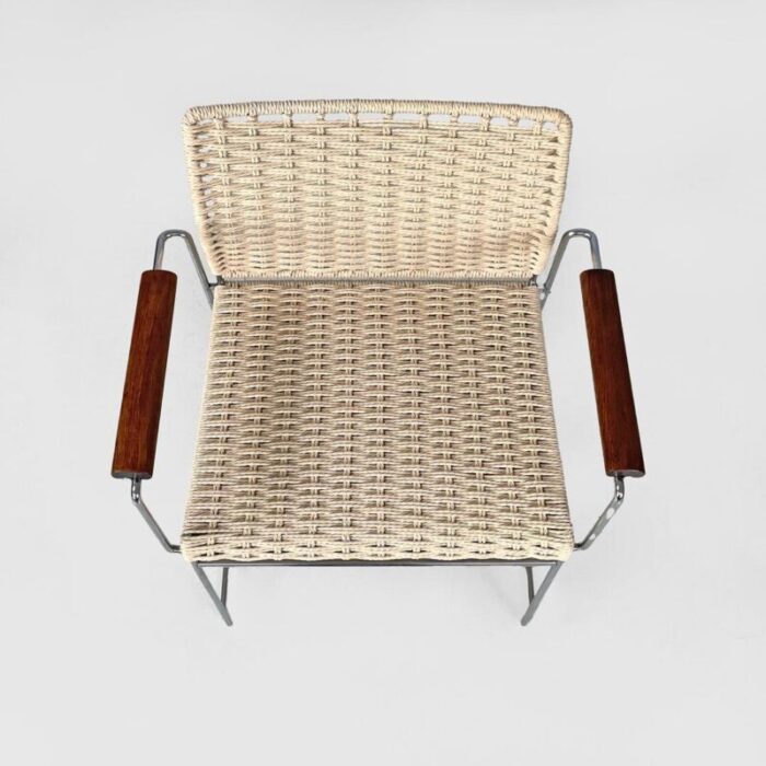 italian modern rope chair in chromed metal structure 1970s 1913