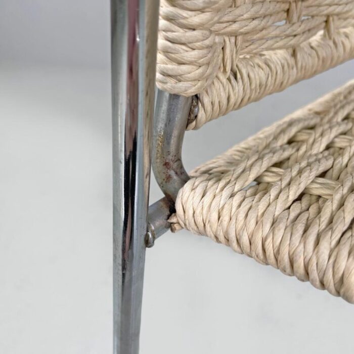 italian modern rope chair in chromed metal structure 1970s 4771