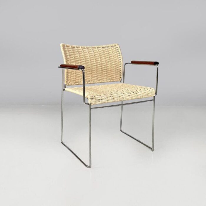 italian modern rope chair in chromed metal structure 1970s 5082