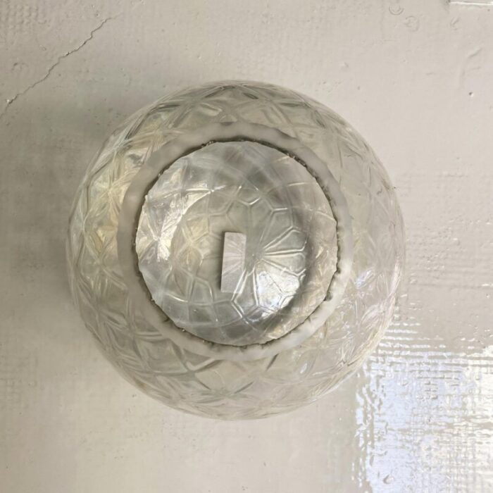 italian modern transparent spherical glass vase with rhomboidal motifs 1980s 6