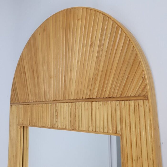 italian rattan arch mirror 1970s 3