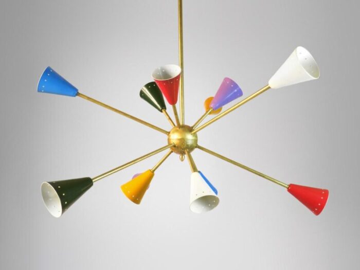 italian sputnik chandelier in brass 1950s 8474