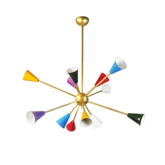 italian sputnik chandelier in brass 1950s 8645