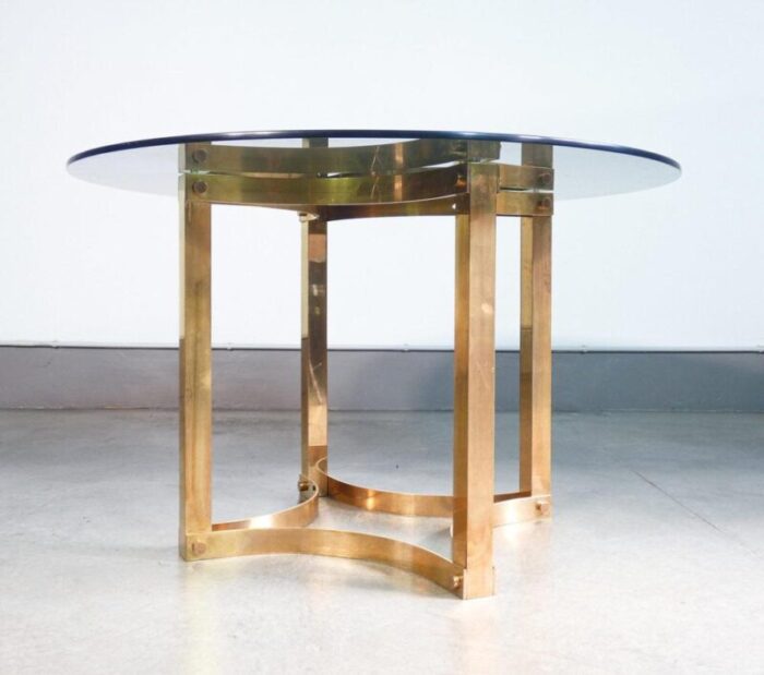 italian table in brass and smoked glass 1970s 6939