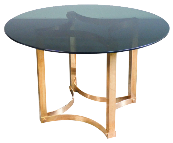 italian table in brass and smoked glass 1970s 8192