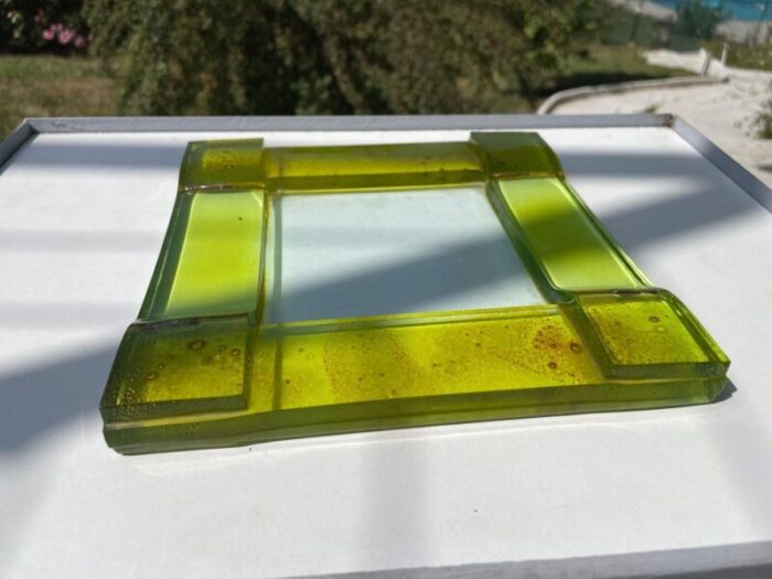 italian trivet in green glass by poliarte 1960s 2