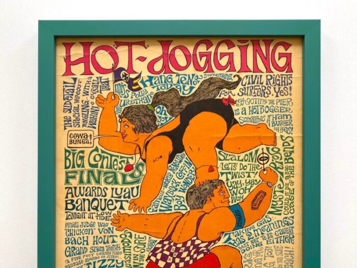 john hitesman vintage 1963 mid century modern lithograph print hot dogging framed pop art surfing poster 3547