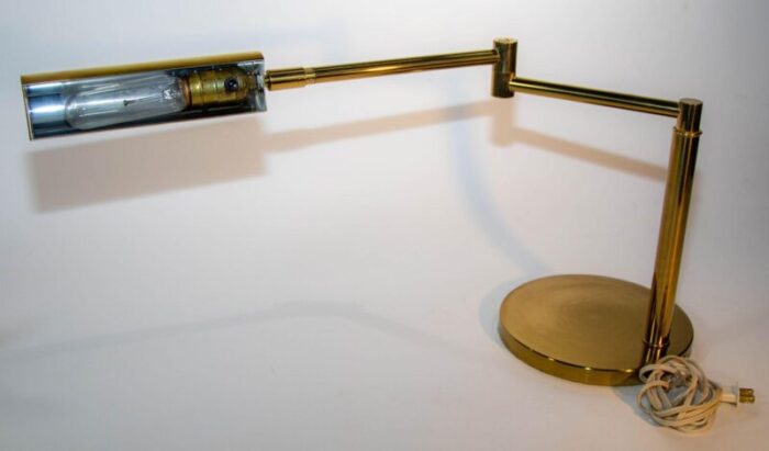 koch and lowy brass swing table or desk lamp 1970s 3668