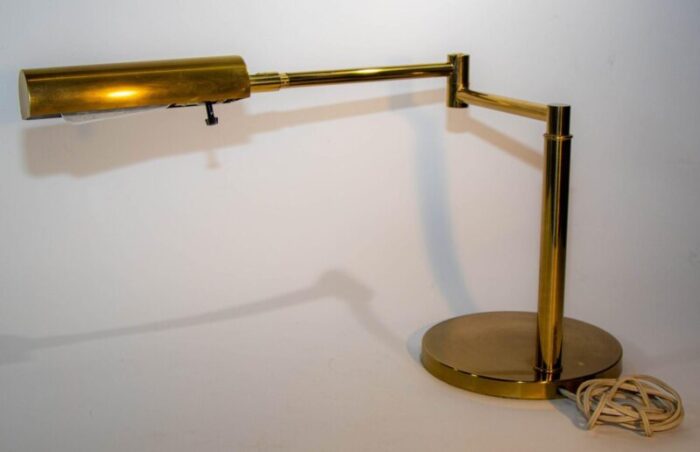 koch and lowy brass swing table or desk lamp 1970s 3741