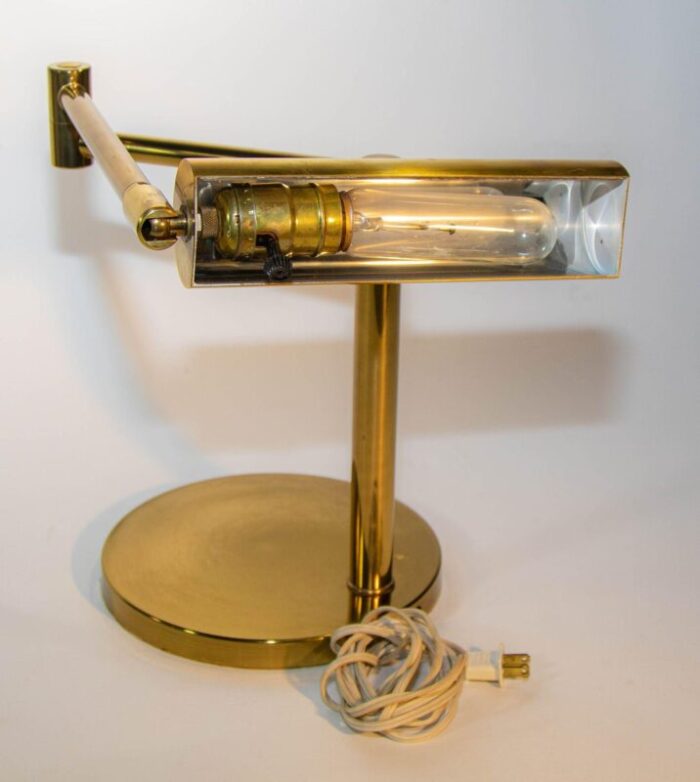 koch and lowy brass swing table or desk lamp 1970s 4409