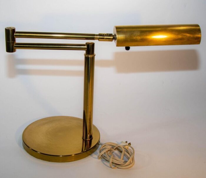 koch and lowy brass swing table or desk lamp 1970s 6520