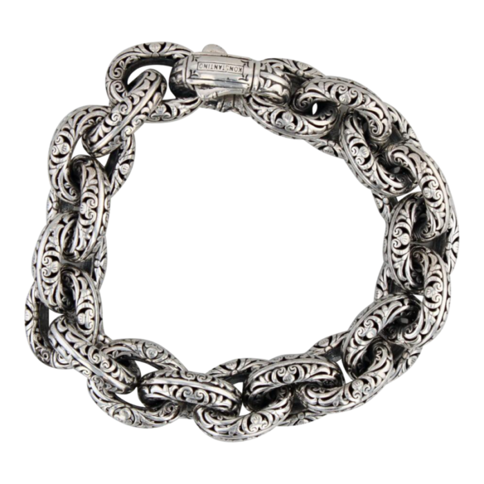 konstantino classic ornate cable chain bracelet sterling silver 75 153mm 2534