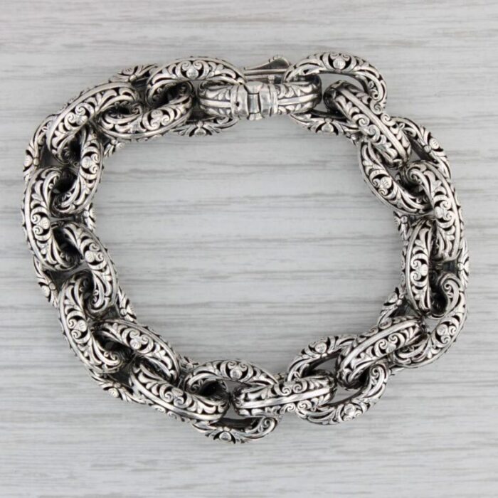 konstantino classic ornate cable chain bracelet sterling silver 75 153mm 3685