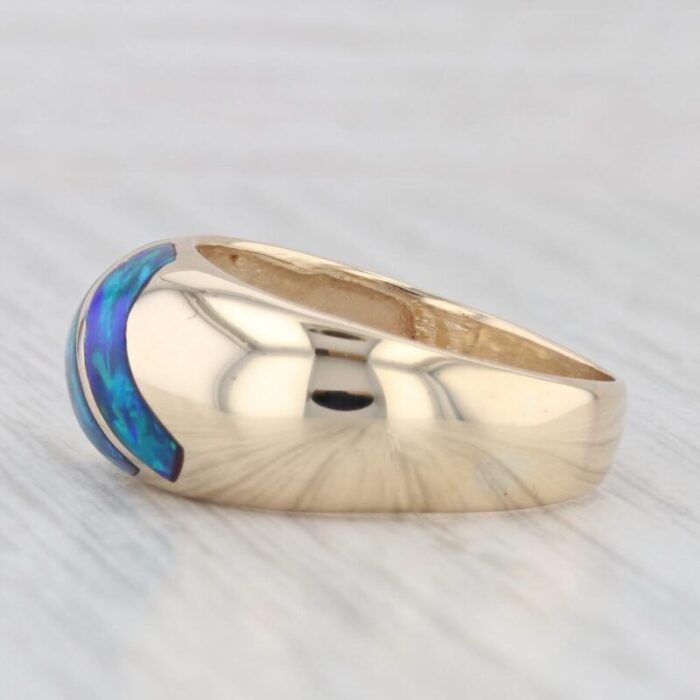 lab created opal mosaic domed ring 14k yellow gold size 9 5321