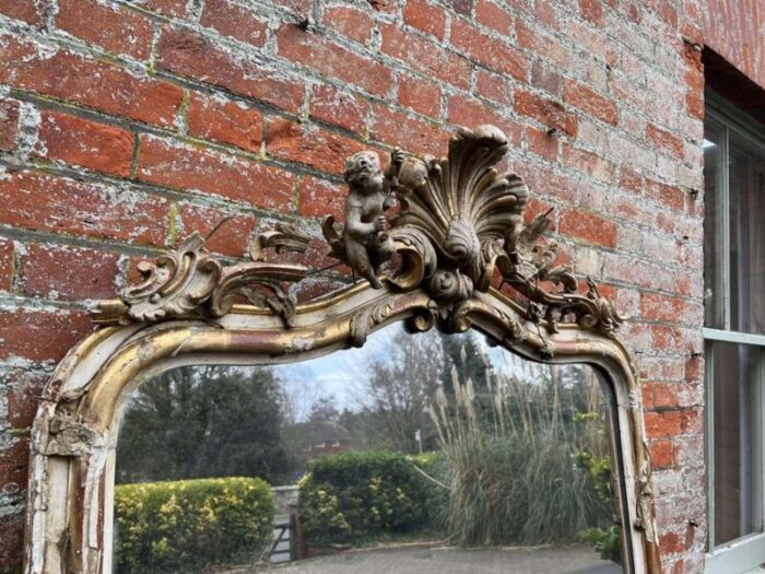 large antique french gilt and painted mirror early 19th century 4084