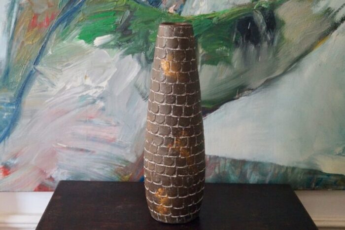 large brutalist ceramic vase netherlands 1960s 1