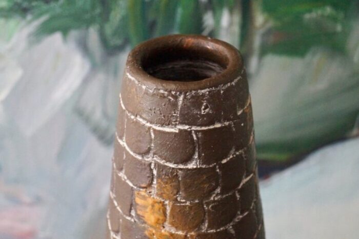 large brutalist ceramic vase netherlands 1960s 4