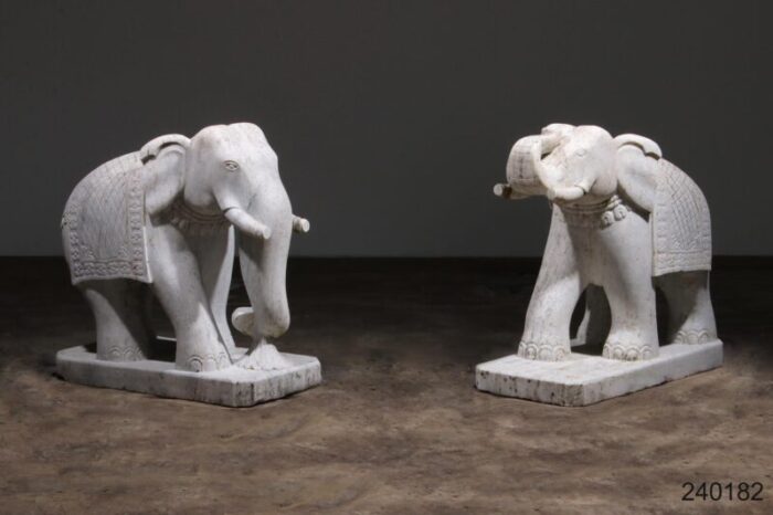 large handcrafted elephant statues 1950 marble set of 2 8342