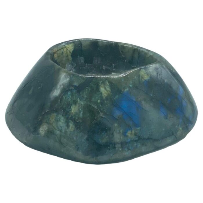 large italian natural labradorite centerpiece in green blue and yellow 1970s 1