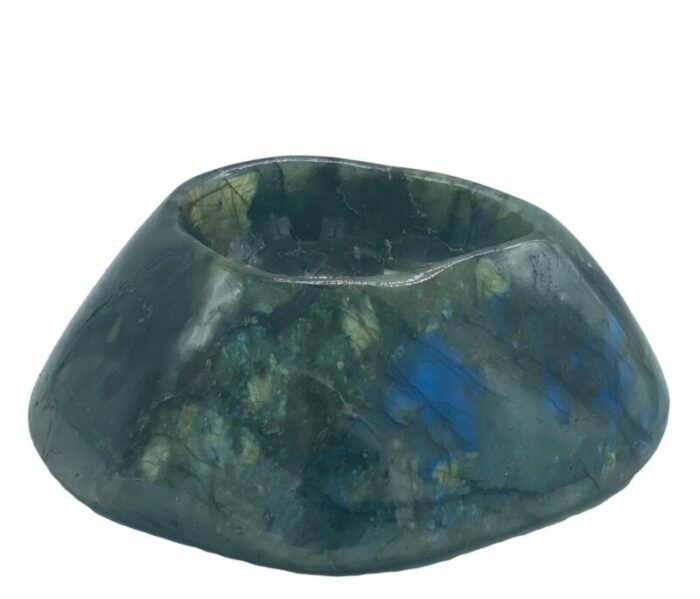 large italian natural labradorite centerpiece in green blue and yellow 1970s 4