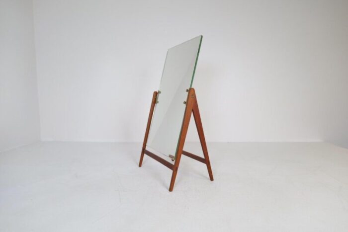 large mid century swedish brass and teak table mirror from hans agne jakobsson 10