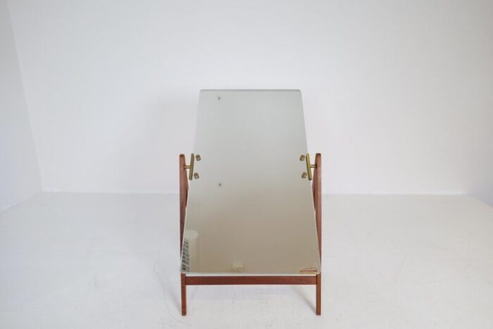 large mid century swedish brass and teak table mirror from hans agne jakobsson 15