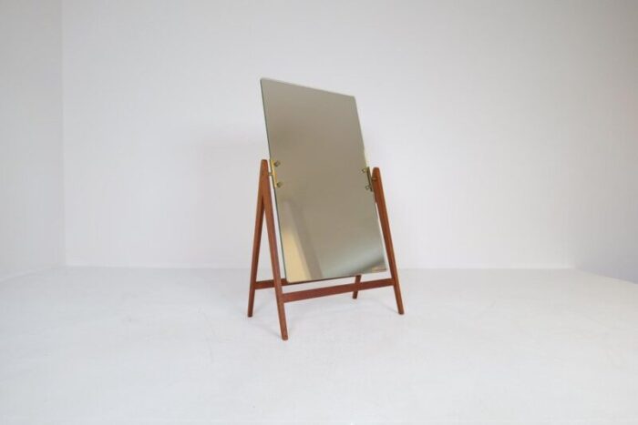 large mid century swedish brass and teak table mirror from hans agne jakobsson 17