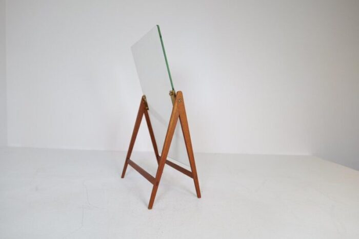 large mid century swedish brass and teak table mirror from hans agne jakobsson 6