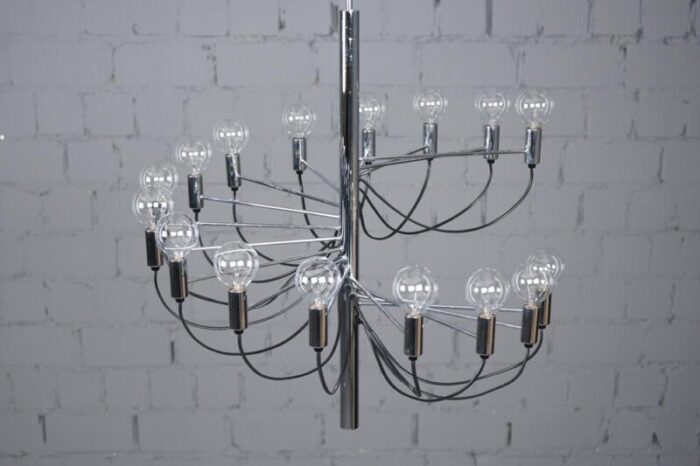 large vintage chandelier 16 arm in the style of gino sarfatti 1970s 0201