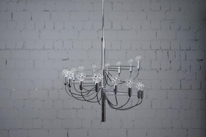 large vintage chandelier 16 arm in the style of gino sarfatti 1970s 4034