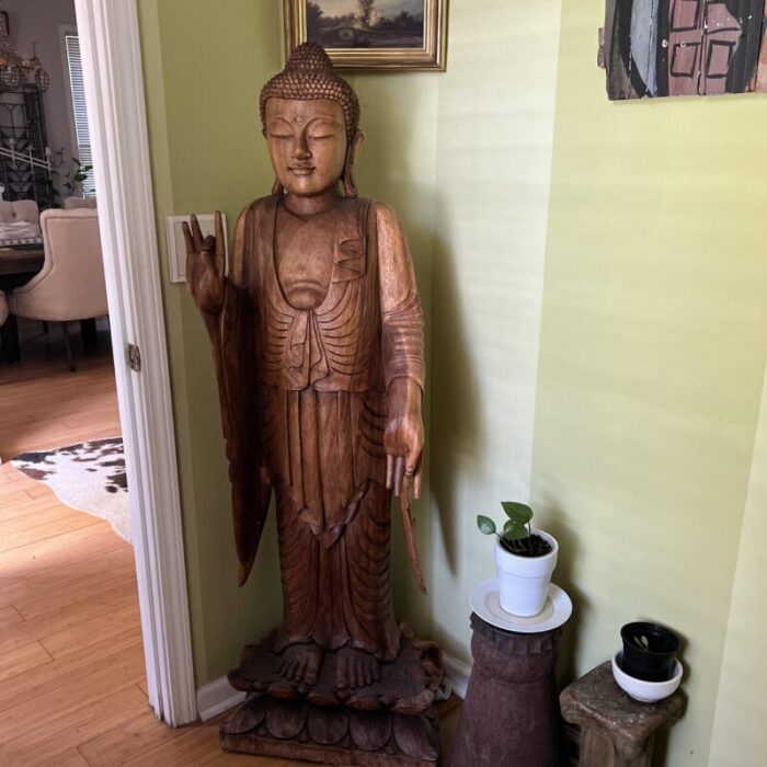 large wooden buddha sculpture 0852