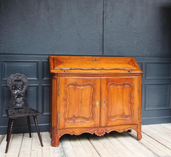 late 18th century french cherry wood baroque secretary 0954