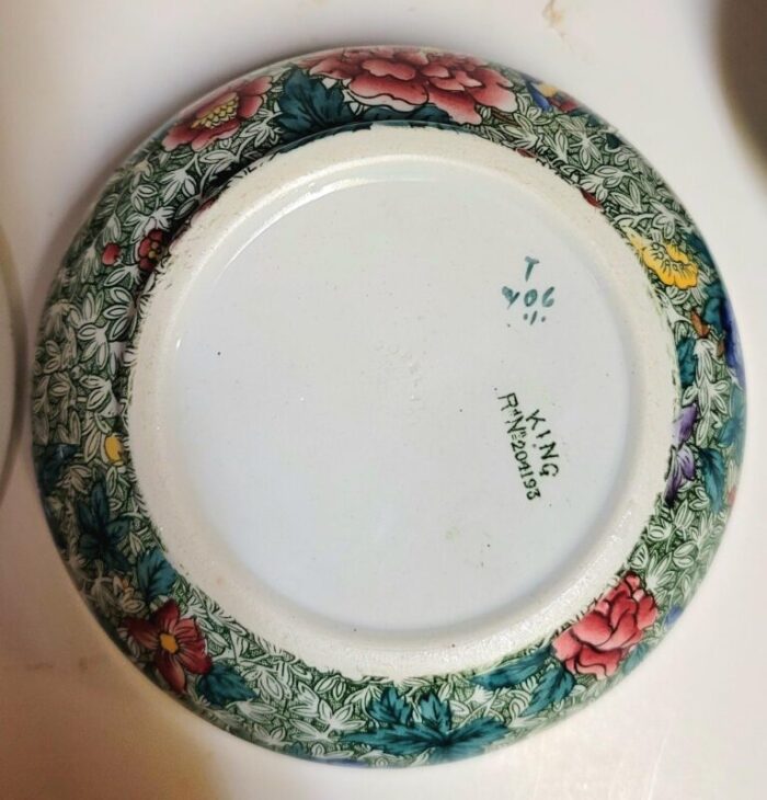 late 19th century spode copeland green chintz king pattern 3 piece bowl with pierced insert and lid 2334