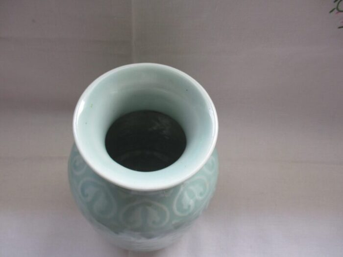 late 20th century chinese carved celadon porcelain vase signed 3139