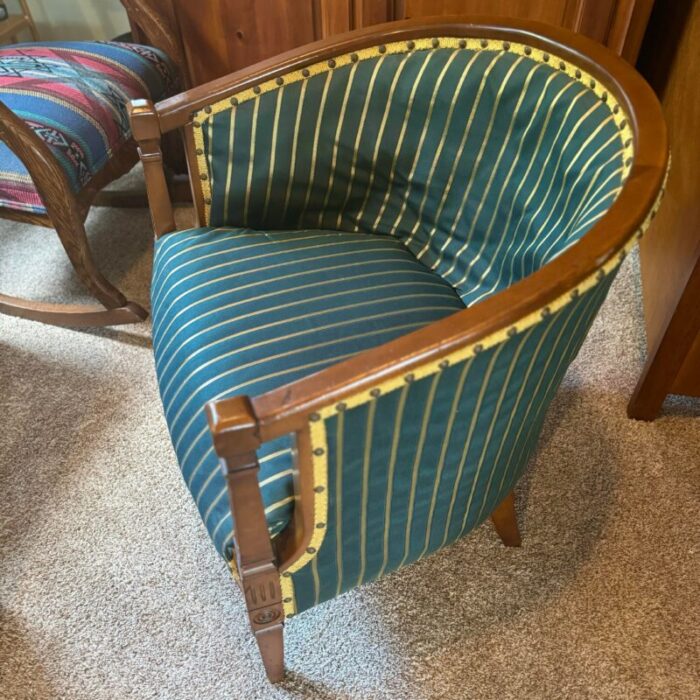 late 20th century empire style armchair with nailhead trim 4554