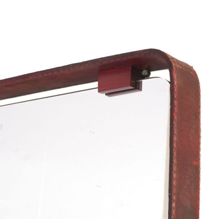 leather covered fontanit mirror from fontanaarte 1950s 3