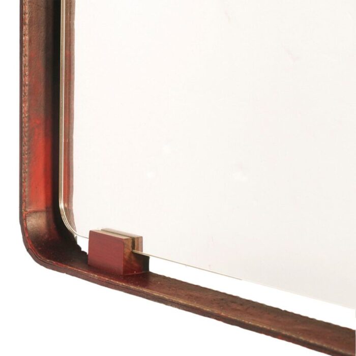 leather covered fontanit mirror from fontanaarte 1950s 4