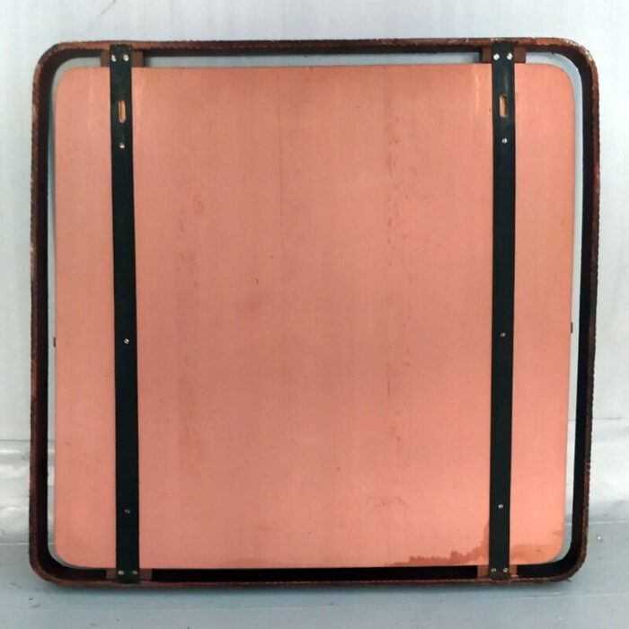 leather covered fontanit mirror from fontanaarte 1950s 7