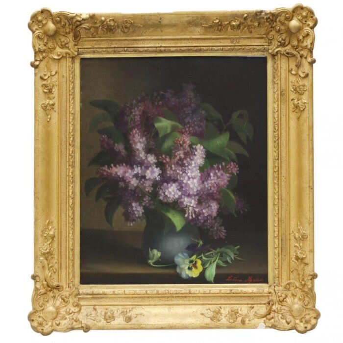 leonine matha still life with lilacs 19th 20th century oil on canvas 6850