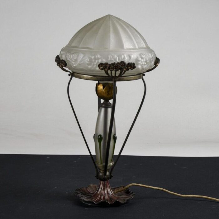 liberty table lamp with frosted glass hood 1900s 1788