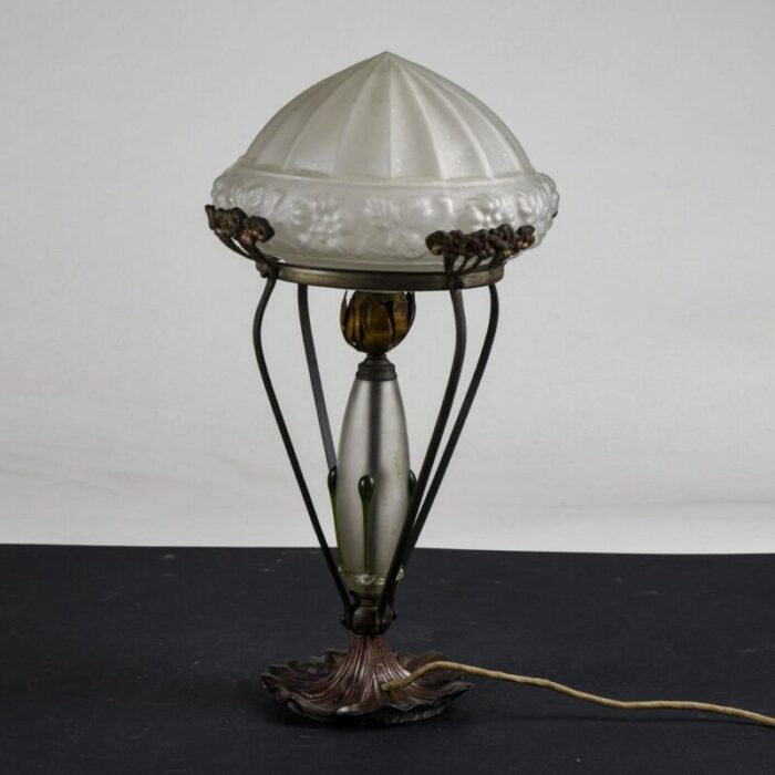 liberty table lamp with frosted glass hood 1900s 3449