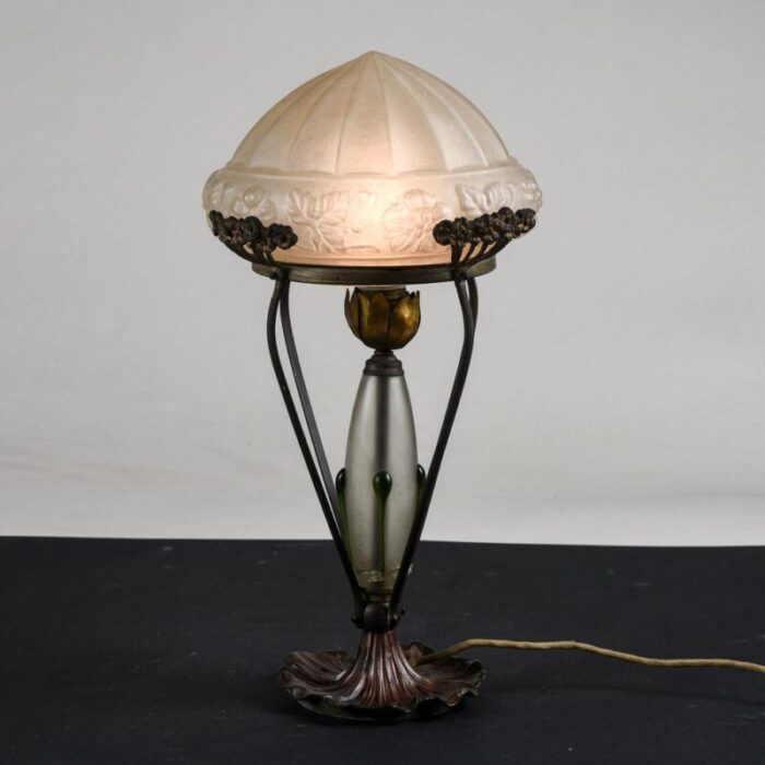 liberty table lamp with frosted glass hood 1900s 4127