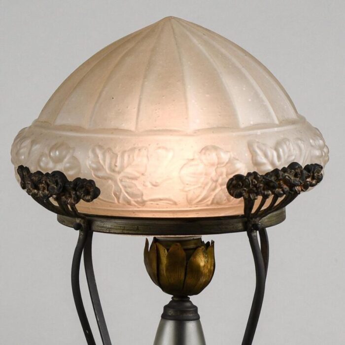 liberty table lamp with frosted glass hood 1900s 4461