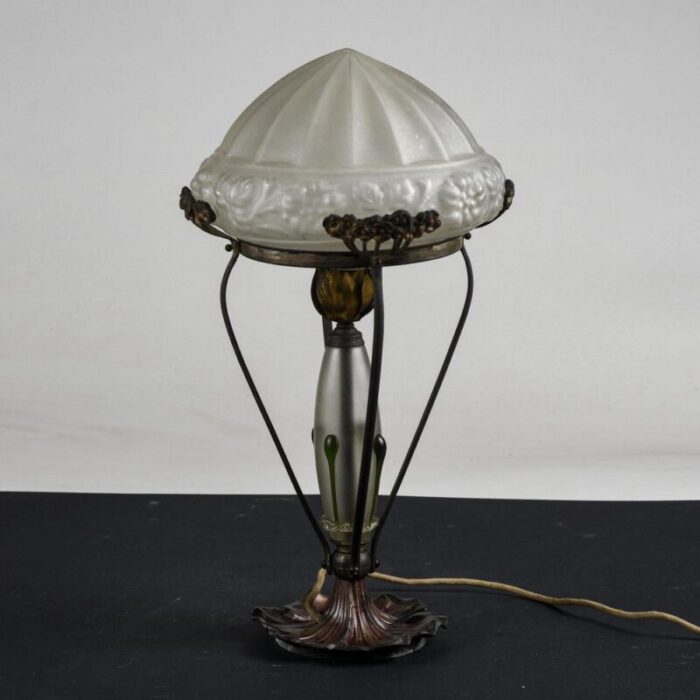 liberty table lamp with frosted glass hood 1900s 9242