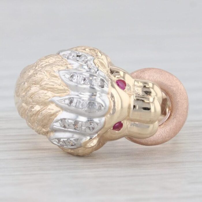 lion door knocker ring 14k gold lab created ruby cubic zirconia size 85 6932