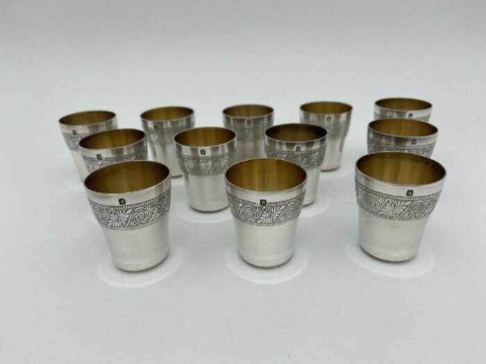 liqueur tumblers in sterling silver from charles barrier set of 12 1