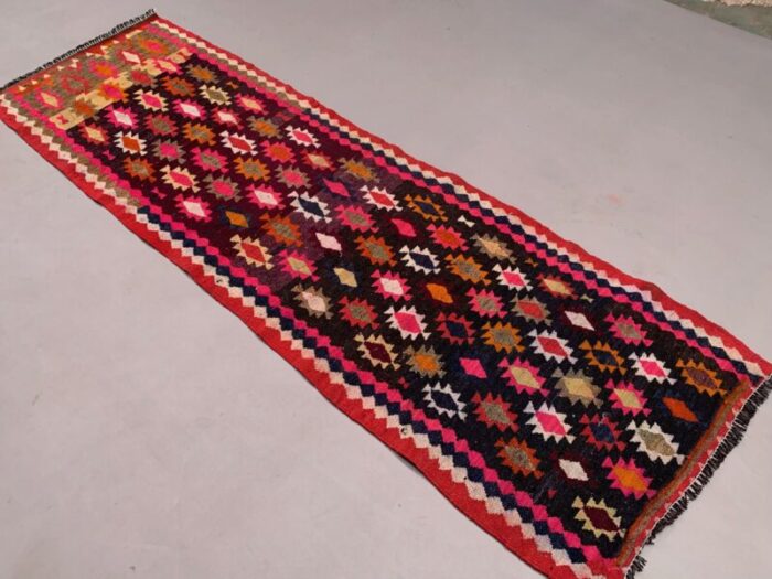 long vintage turkish kilim runner rug 2