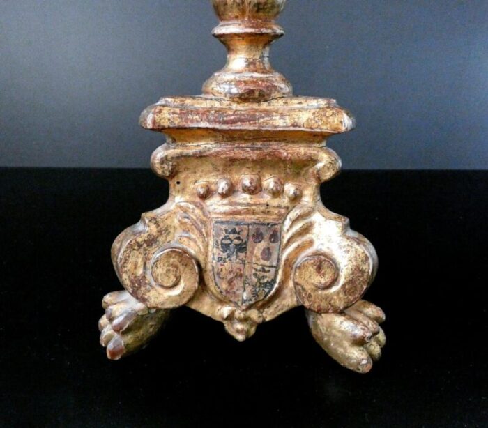 louis xiv gilded wooden candlestick 1600s 3