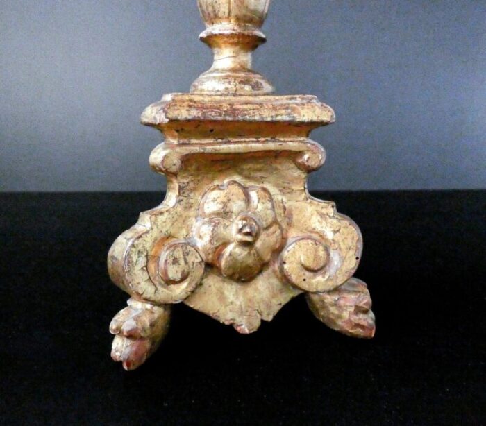 louis xiv gilded wooden candlestick 1600s 5