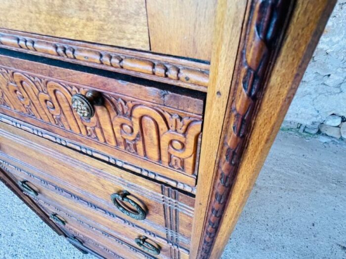 louis xvi french display cabinet with 5 drawers 1940s 3905